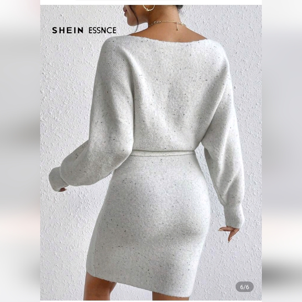 SHEIN Cream Midi Dress with Speckled Design - Picture 4 of 5